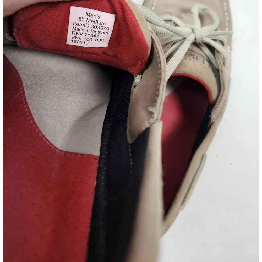 L.L.Bean Men's Sz. 8.5 Portlander Free Flex Boat Shoes in Ledge & Red
